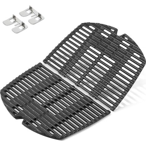 2 Grilles de cuisson, Fonte, 27.3x38.8cm, Supports inclus, Pour Weber Q200 Q220 Q240 Q2000