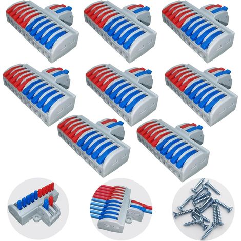 Connecteurs électriques, 8pièces Bornes de Lustre Enfichables, 2 en 10 sorties Rapide Bornes de Connexion pour circuit inlining Connecteurs de fils compacts (1/5)