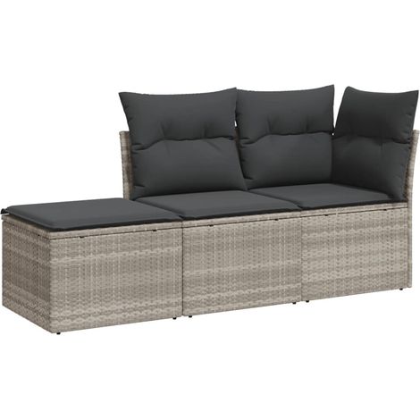 Maison Exclusive - Set de sofá de jardín 3 pzas y cojines ratán s (1/3)