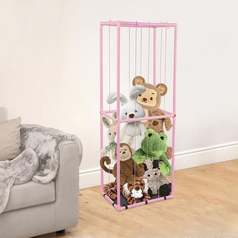 Stuffed Animal Storage Organizer, Zoo Soft Toy Display Shelf, Save Space Floor Standing Plush Toys Storage Cage for Kids Room, Playroom, Nursery, living Room, 60x35x160cm (Pink) (1/5)