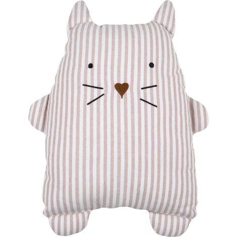 Coussin en forme de chat rayé Rose Clair 45x35 cm (1/2)