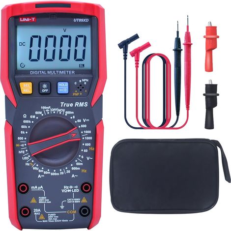 UT89XD Digitalmultimeter, TRMS 6000 Counts Voltmeter Ohmmeter 12V LED Testmessungen AC DC Spannung Strom NCV Widerstand Kapazität hFE Diode