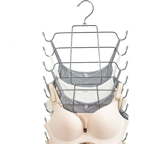 Percha plegable que ahorra espacio, percha multicapa para camisolas, percha metálica multifuncional, ideal para ropa interior, cinturones, bufandas y corbatas. (1/4)