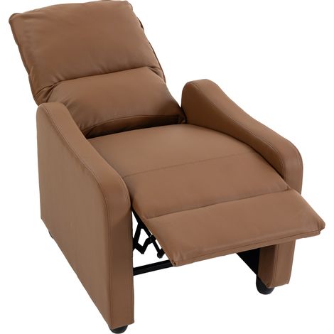 HOMCOM Poltrona Reclinabile Manuale 155° con Poggiapiedi in Pelle PU Marrone (1/5)