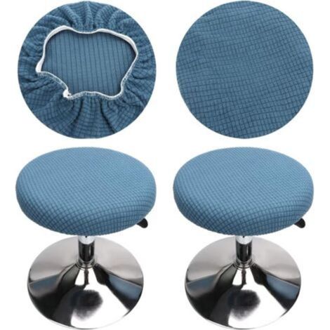 2 Pieces Round Stool Cover (Blue), Round Bar Stool Cover, Washable, Easy Care, Soft and Durable, for 30-40cm Stools (1/5)