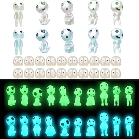 40 Pièces Lumineux Figurines Elfes des Arbres, Lumineux Elfes en RéSine, Figurines Elfes des Arbres, RéSine Balcon Jardin Decoration pour Micro Paysage Patio Extérieur Pelouse Cour(Bleu Vert) (1/5)
