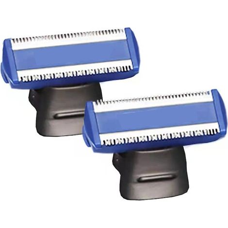 Ensemble de 3 têtes de rasoir, Tovbmup, acier inoxydable, chargement USB, noir/bleu
