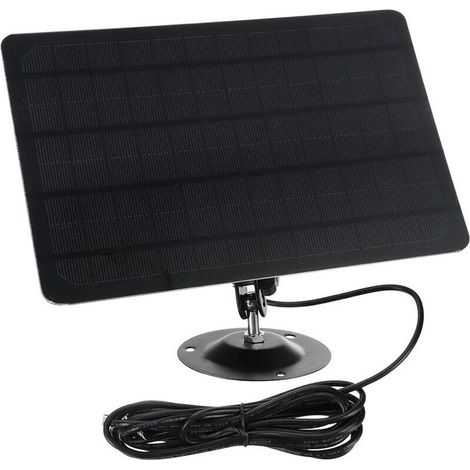 Panneau solaire micro USB 10 W 5 V 2000 mAh, rotation à 360°, étanche, plaque solaire en silicium monocristallin pour caméra USB (noir) (1/5)