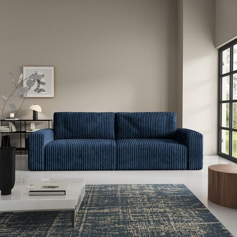 3-Sitzer-Sofa mit Bettkasten und Armlehnen Angela Marineblau