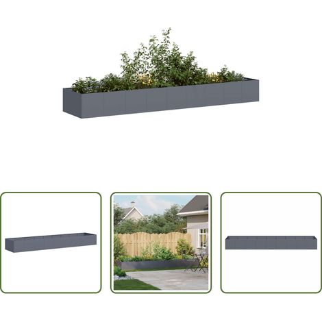 Bac à fleurs - Jardinière anthracite 360x80x40 cm acier (1/5)
