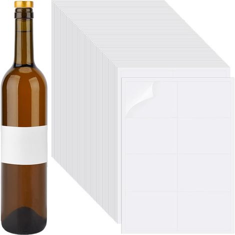 400pcs Étiquettes Adhésives pour Bouteilles de Vin Étiquettes 10.5x5.8cm Autocollantes Imprimables Étiquettes adhésives vierges à écrire pour Bureau scolaire et maison 40 feuilles (1/5)