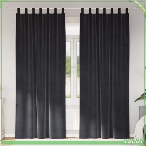 Rideaux occultants - FAFEISY - 4107235 - Velours premium - Gris foncé 140 x 225 cm - Lot de 2 (1/5)