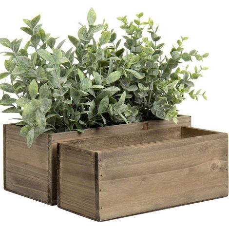 Oairse 2er Set Blumentopf Natürliche Holzkisten Vintage Look (1/5)
