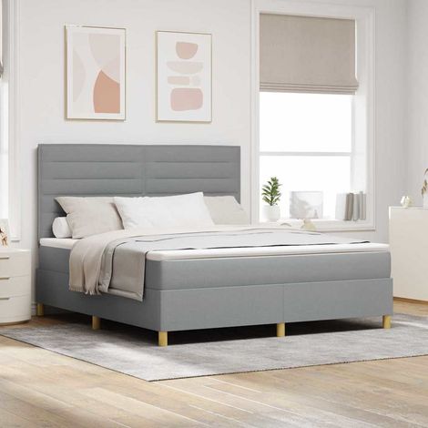 vidaXL Cama tipo Box Spring con colchón Gris Claro 180 x 200 cm tela (1/5)