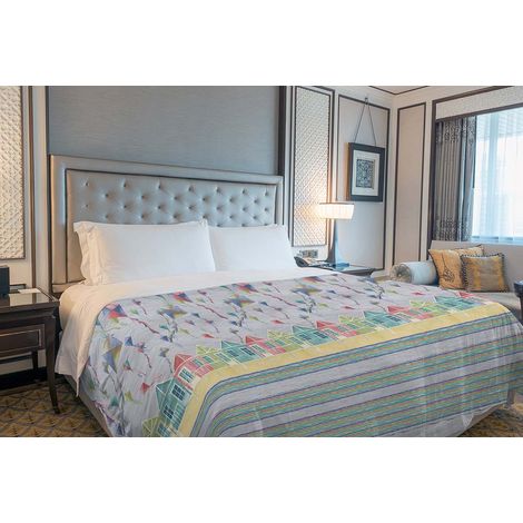 Copriletto Primavera Estate Made in Italy 100% cotone piquet  Aquiloni Grigio - Singolo (170x280cm) (1/2)