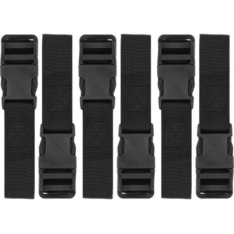 Set mit 6 Nylon-Gepäckgurten mit Schnellverschluss, vielseitige Gurte für Reisen, Packen und Outdoor-Sport, Größe M, schwarz