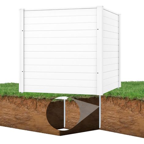 COSTWAY Schermo per Privacy da Esterno,123 x 123 cm Recinzione con Picchetti in Metallo,Bianco (1/5)