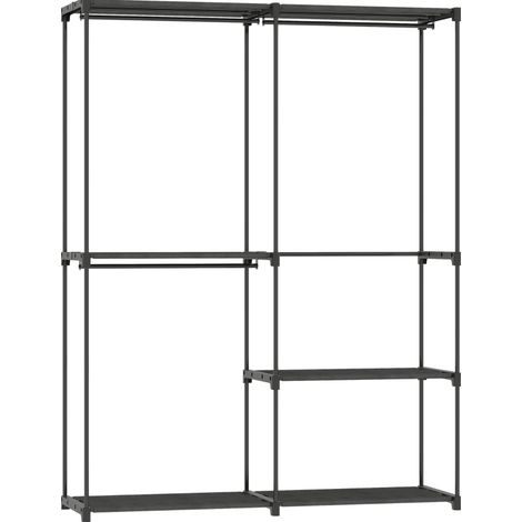 CHICFURN Appendiabiti 142x43x185 cm in metallo nero con 4 ripiani, senza fissaggio (1/5)