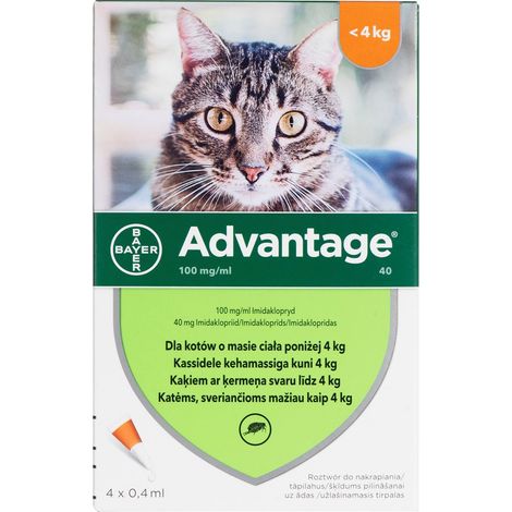Gotas antipulgas Elanco Advantage para gatos pequeños 4 x 0,4 ml hasta 4 kg (1/5)