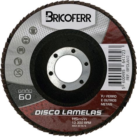 Bricoferr Lot de 10 disques plats à lamelles zirconium Ø 115 mm grain 60 (1/2)
