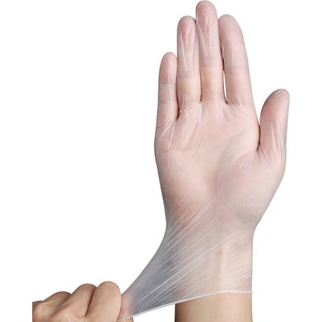 Gants jetables en PVC taille S x100 - Lot de gants de protection stériles sans latex pour nettoyage et manipulation alimentaire (1/2)