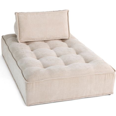 Lisa Design – Méridienne modulable en velours texturé 100% polyester – Largeur 122 cm, profondeur 190 cm – Assise ultra moelleuse pour 2 personnes (1/5)