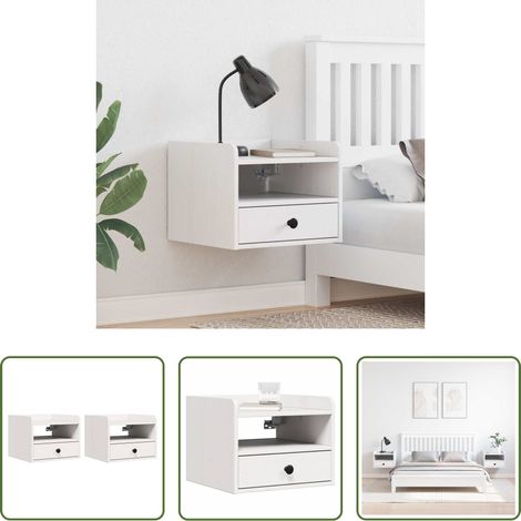 vidaXL Kiefer Nachttisch -  Nachttisch 2 pcs Weiß 38 x 36 x 29,5 cm Massivholz Kiefer (1/5)