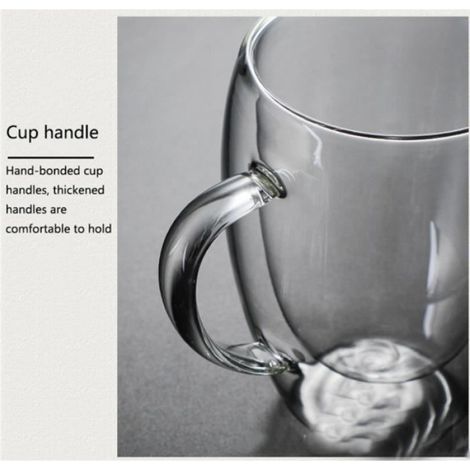 Tasse Double Paroi - Verre Borosilicate - 450 ml - Pour Bière Lait Jus Café - Tasse À Boisson - 1 Pièce (1/4)
