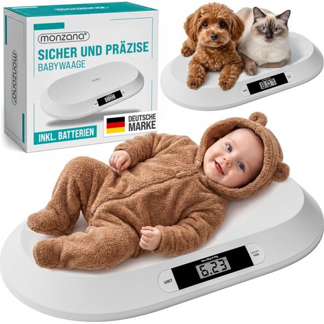 Monzana Bilancia Digitale per Neonati Pesatura Bambini fino a 20 kg Display a LED Funzione on/off