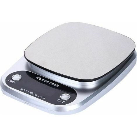 Balance Cuisine Electronique 10 kg, Balance de Précision avec Ecran LCD Jusqu'à 1 g, Balance Alimentairee en Acier Inoxydable pour la Cuisson ,Fonepro