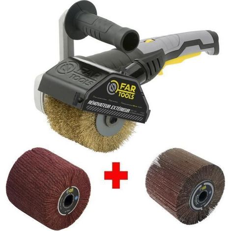FARTOOLS Pack 615125 : Renovateur REX120C + brosse a lamelles et brosse fibre synthetique - Special bois+metal - Surfaces planes (1/5)