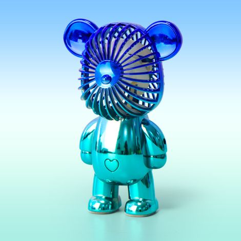 Ventilateur de table portable en forme d'ours, mini silencieux à trois vitesses, alimenté par USB et électroplaqué. (1/5)