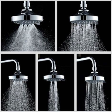 Pommeau de Douche Solaire Rond 4 Pouces Haute Pression 5 Rglages (1/4)