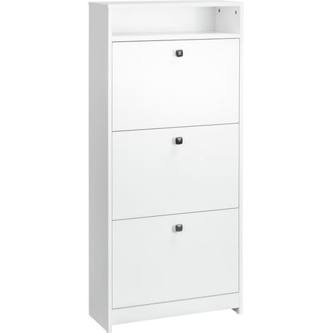 Scarpiera 3 Scomparti in Legno Bianco 60x24x132 cm (1/5)