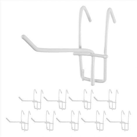 Lot de 10 crochets de présentation muraux en métal blanc de 9,9 cm de long pour grille de magasin (1/5)