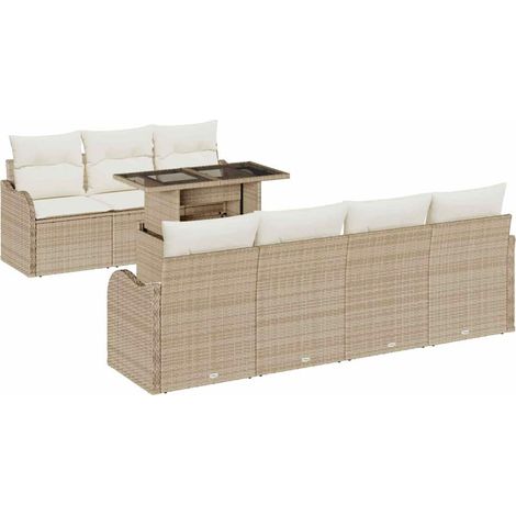 Maison Exclusive - Set Divano da Giardino 8 pcs Beige Rattan in Polipropilene