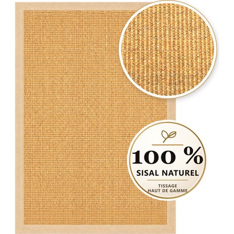 Tapis en sisal Goa Tapis naturel en 100 % sisal avec bordure en tissu Nature 200 x 290 cm (1/5)