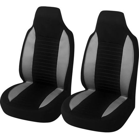 Housses de siège avant de voiture, protections monoblocs pour sièges baquets avant, 2 coussins de siège respirants de qualité supérieure, accessoires universels pour SUV, camions et voitures (noir et (1/5)