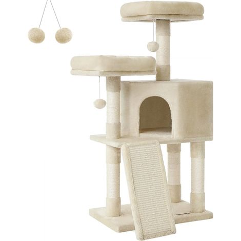 FEANDREA Arbre à chat, Tour poteaux à gratter 115 cm, Beige PCT141M01 (1/5)