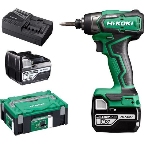 Avvitatore a impulsi 18V Brushless HIKOKI + 2 batterie Li-Ion da 5AH + caricabatterie + valigetta Hitcase - WH18DDWPZ (1/5)