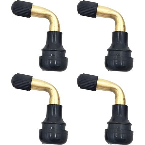 4 Valves À Angle De 90 Degrés en laiton, pour pneus tubeless de moto, scooter et vélo électrique, anti-fuite, noir (1/5)