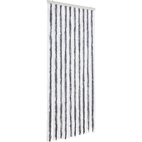 vidaXL Cortina mosquitera gris y blanco chenilla 90x200 cm (1/2)