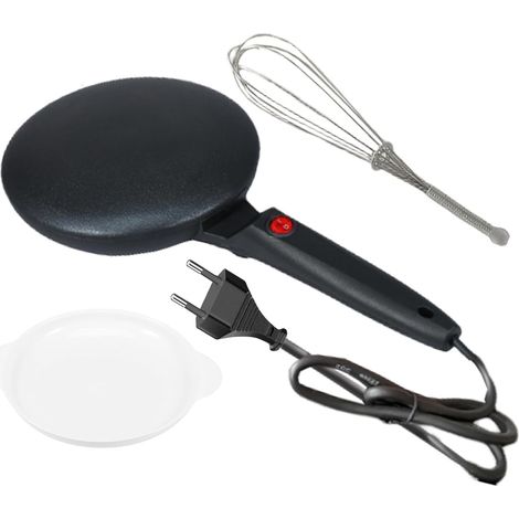 Crêpière Électrique,600W Plateau Rond 20cm avec Bol et Fouet à Œufs Poêle (1/5)