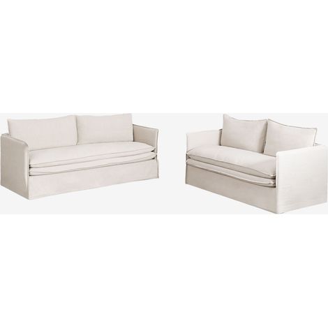 Set soggiorno con divano 2 posti e divano 3 posti in lino e cotone Grace SKLUM (1/5)