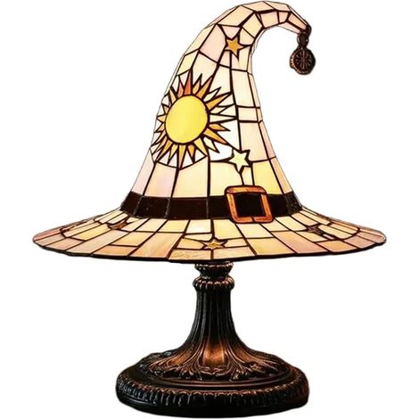 Lampe chapeau de sorcière d'Halloween, lumière d'ambiance en vitrail, alimentation USB, décoration pour la chambre à coucher.