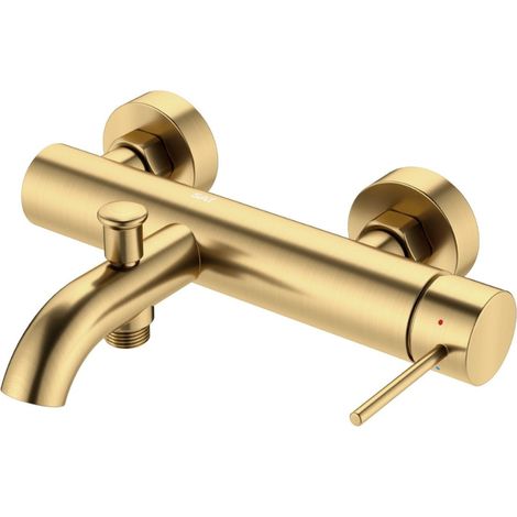 Swiss Aqua Technologies – Mitigeur bain/douche 150 mm à levier – Acier inoxydable or brossé – SATBAUR222BG – Montage mural – Garantie 5 ans (1/5)