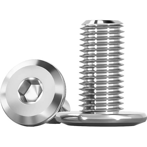 Vis à tête plate Inox A2 (INBUS) - M8 x 16 mm - Lot de 10 pièces - Vis à empreinte hexagonale - Pour Meubles, Métal, Bois, Extérieur (1/5)