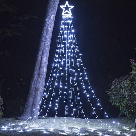 Decoraciones de Navidad Luces exteriores Estrella Árbol de Navidad Temporizador Luces de estrella de Navidad para jardín, boda, fiesta, decoraciones navideñas blancas (1/4)