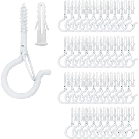 Crochets plafond à visser pour plantes suspendues guirlandes lumineuses d'extérieur pour terrasse mur lot de 40 Bois Blanc (1/4)