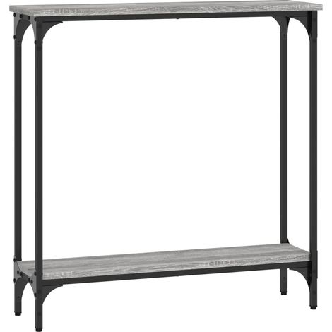 Pratico tavolino consolle per un ingresso organizzato 75 x 22,5 x 75 cm multistrato grigio e metallo DEC032236